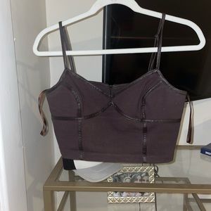 Bcbg brown bustier crop top